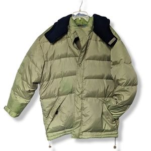 Burry Lane Men puffer coat hooded feather XL warm sage green winter coat